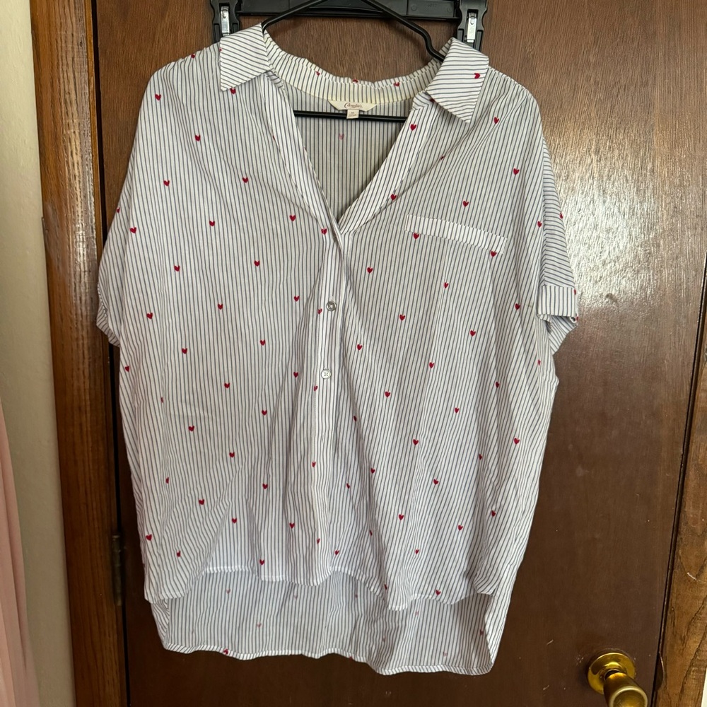 Candie’s Striped Heart Detailed Collared Polo Tee